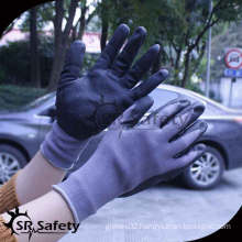 SRSAFETY 13G nylon spandex gloves with micro foam nitrile coated gloves/black latex winter gloves